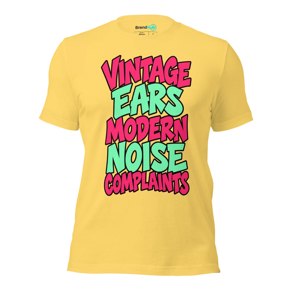 VINTAGE EARS MODERN NOISE COMPLAINTS T Shirt Yellow Front