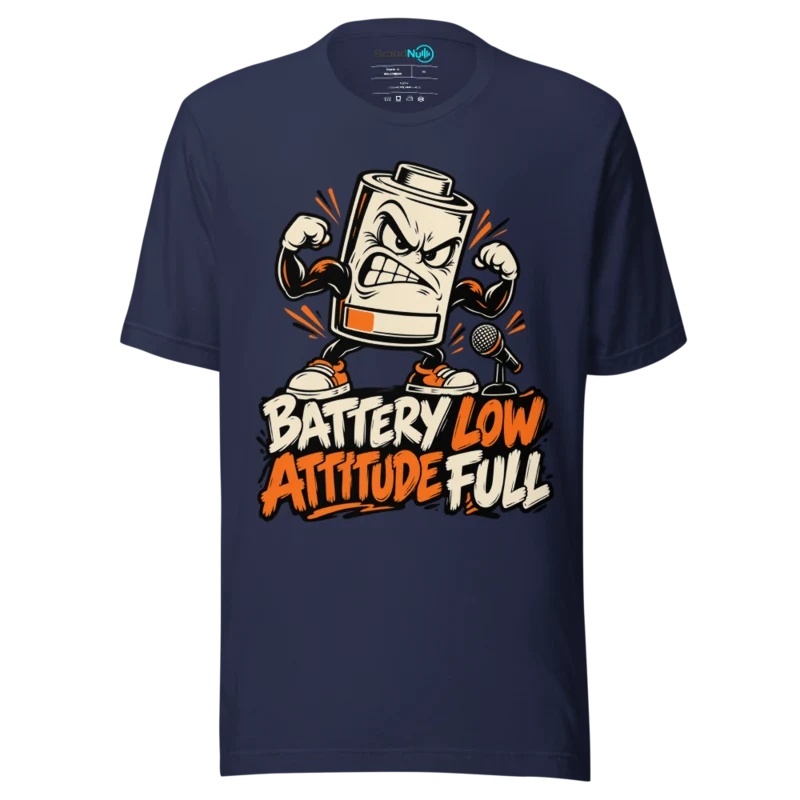 BATTERY LOW ATTITUDE FULL T Shirt - Navy
