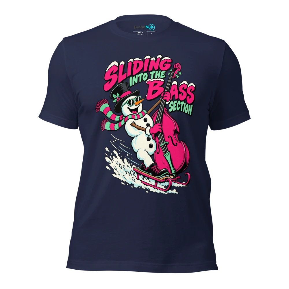 SLIDING INTO THE BASS SECTION T Shirt Navy Front