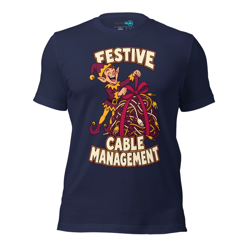 FESTIVE CABLE MANAGEMENT T Shirt Navy Front