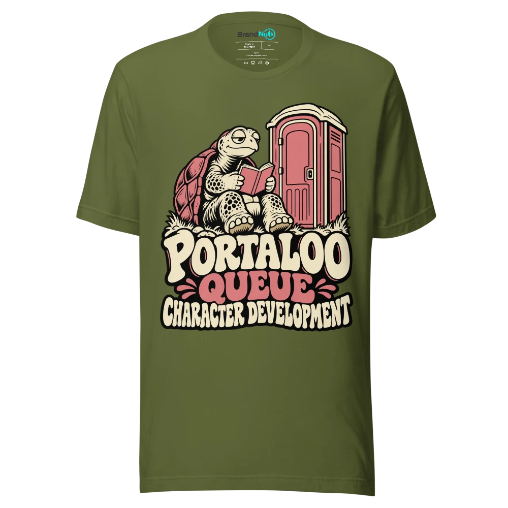 PORTALOO QUEUE CHARACTER DEVELOPMENT T Shirt Olive Front