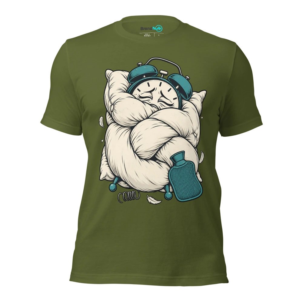 Woke up BrandNu. Slept funny. Warranty void T Shirt Olive Front