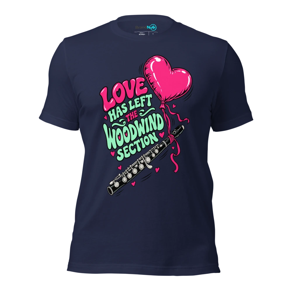 LOVE HAS LEFT THE WOODWIND SECTION T Shirt Navy Front