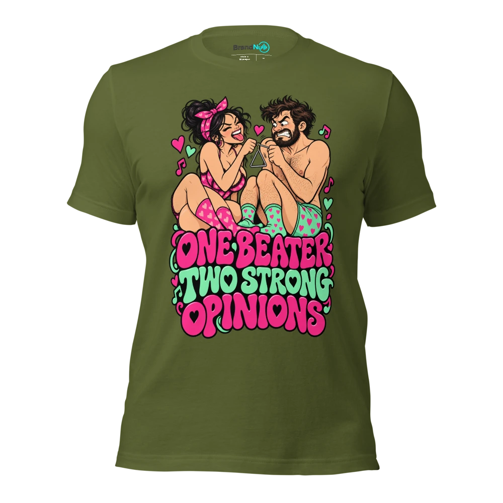 ONE BEATER TWO STRONG OPINIONS T Shirt Olive Front