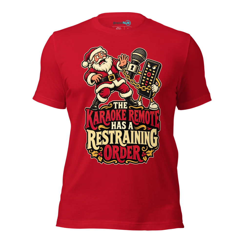 THE KARAOKE REMOTE HAS A RESTRAINING ORDER T Shirt Red Front
