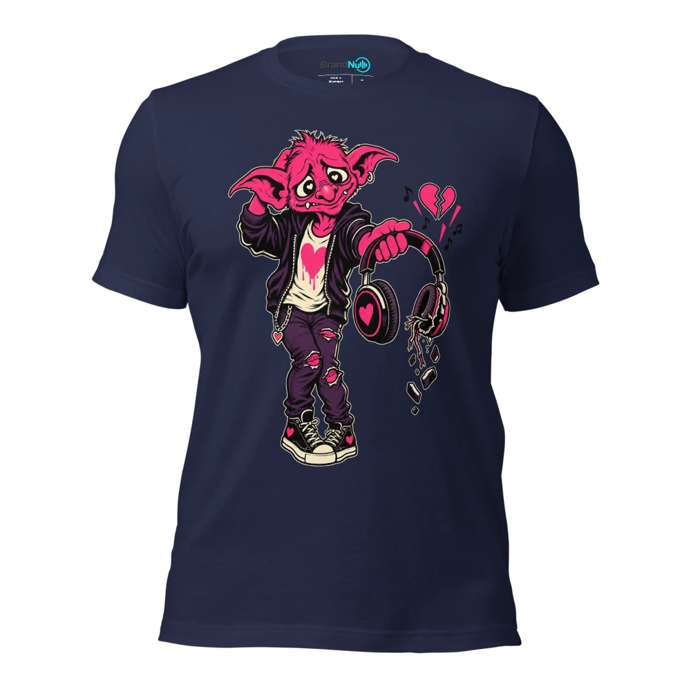 THE LOVE GOBLIN HAS FAILED THE VIBE CHECK T Shirt Navy Front