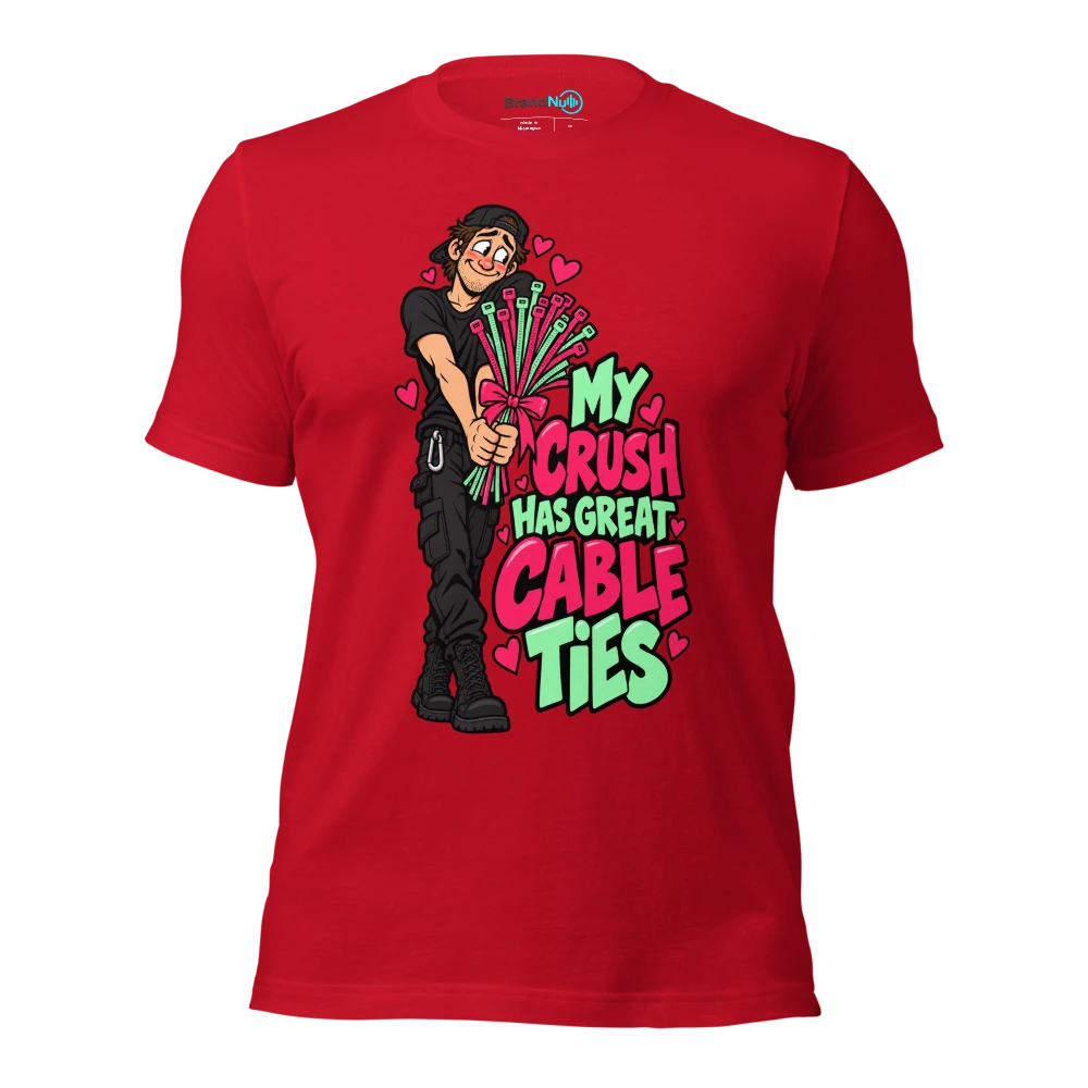 MY CRUSH HAS GREAT CABLE TIES T Shirt Red Front