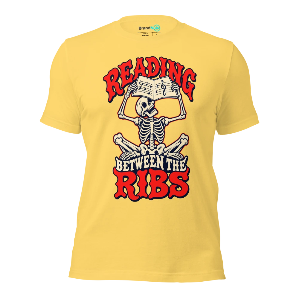 READING BETWEEN THE RIBS T Shirt Yellow Front