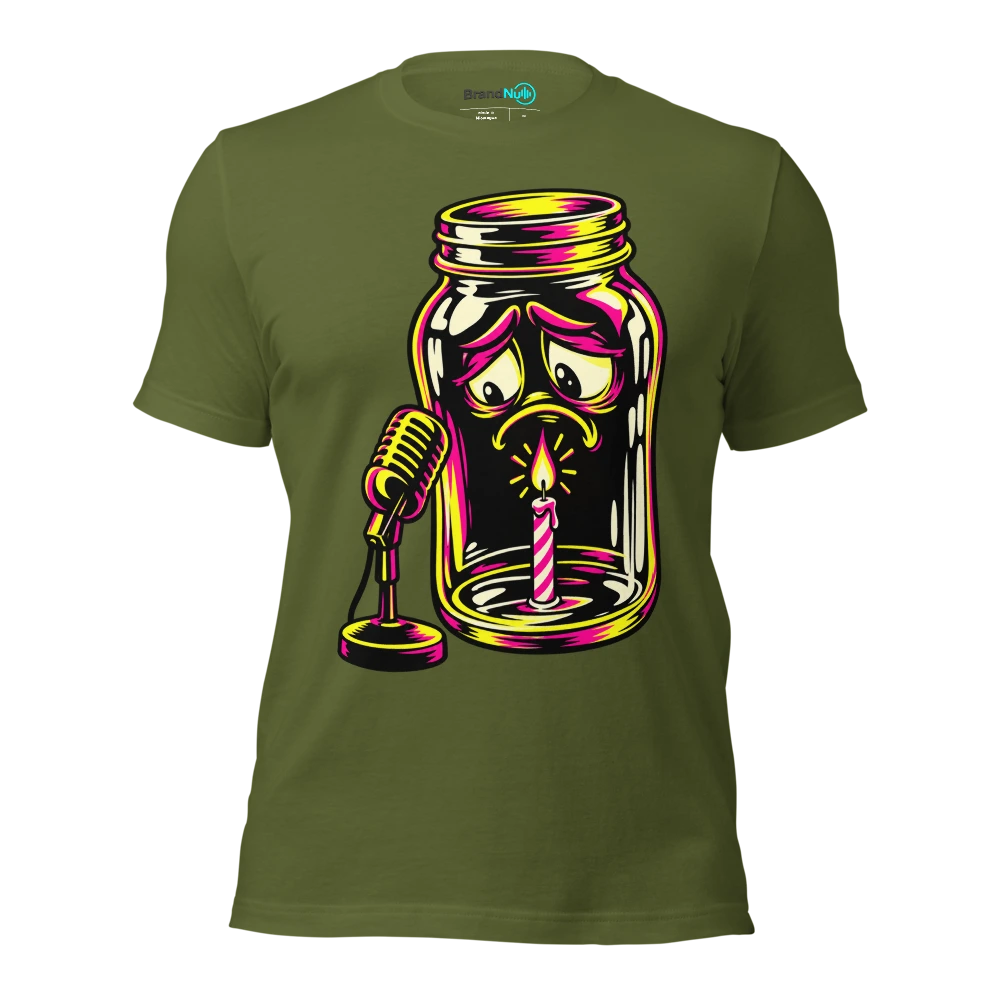 THE BUSKING JAR CONTAINS A BIRTHDAY CANDLE T Shirt Olive Front