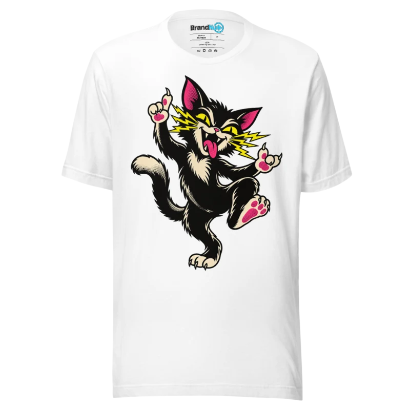 BrandNu Midnight Mischief Cat T-Shirt - White
