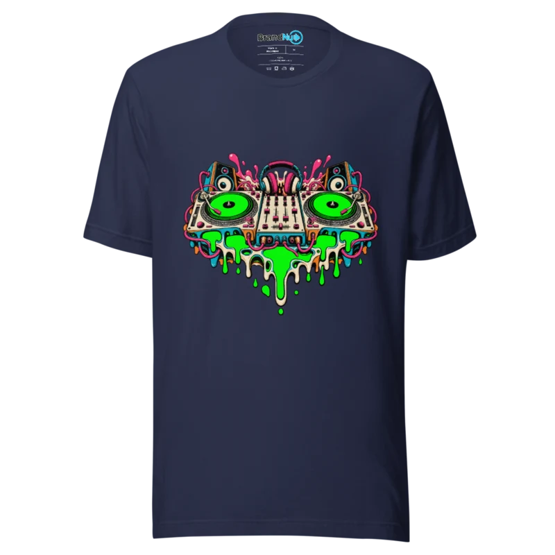 Melting Decks – DJ Graphic T Shirt Navy