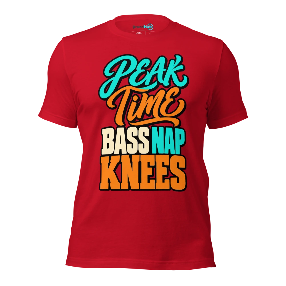 PEAK TIME BASS NAP TIME KNEES T Shirt Red Front