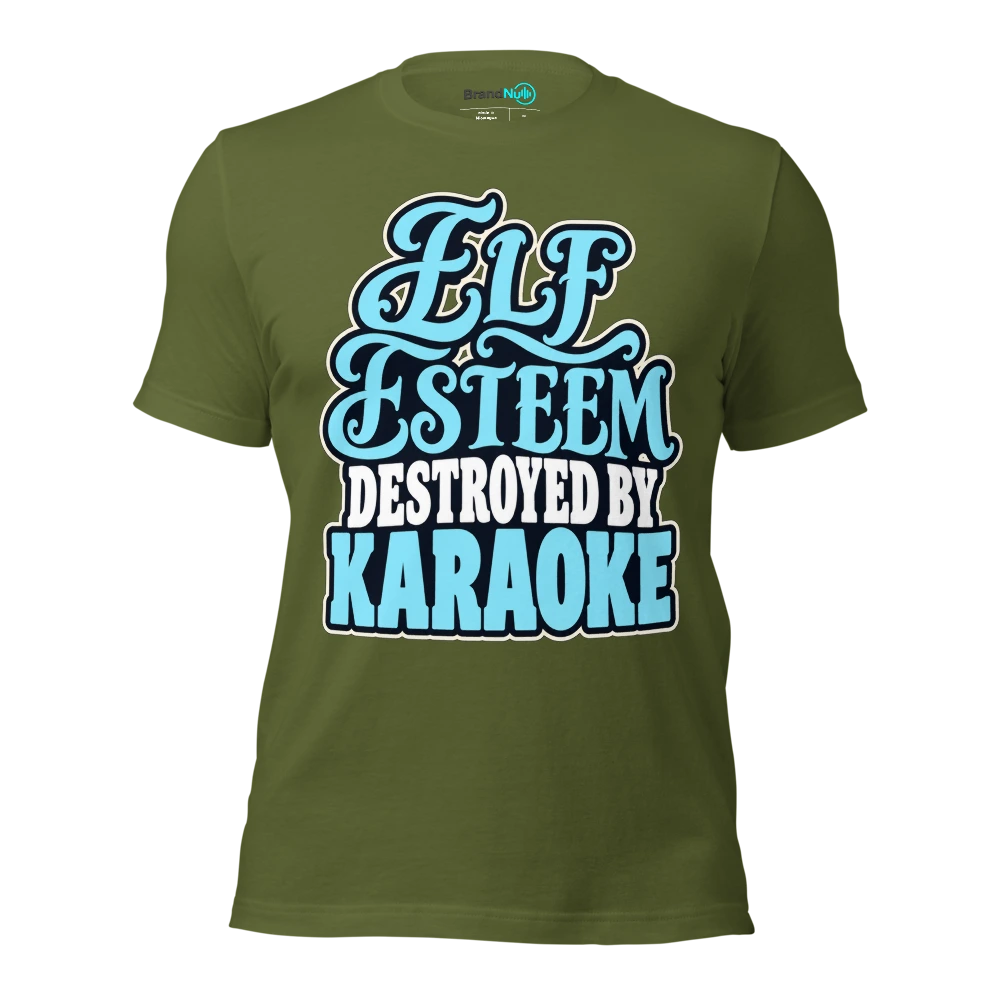ELF ESTEEM DESTROYED BY KARAOKE T Shirt Olive Front