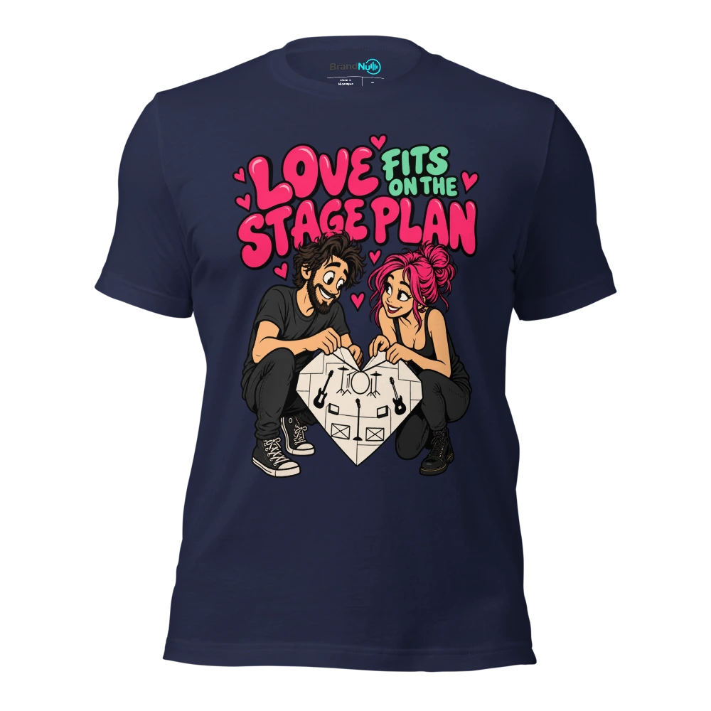 LOVE FITS ON THE STAGE PLAN T Shirt Navy Front