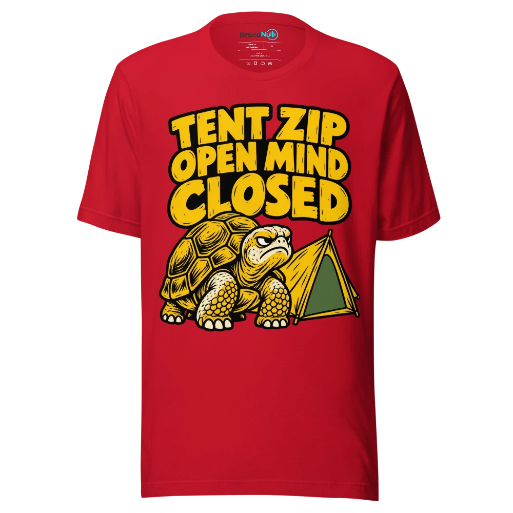 TENT ZIP OPEN MIND CLOSED T Shirt Red Front