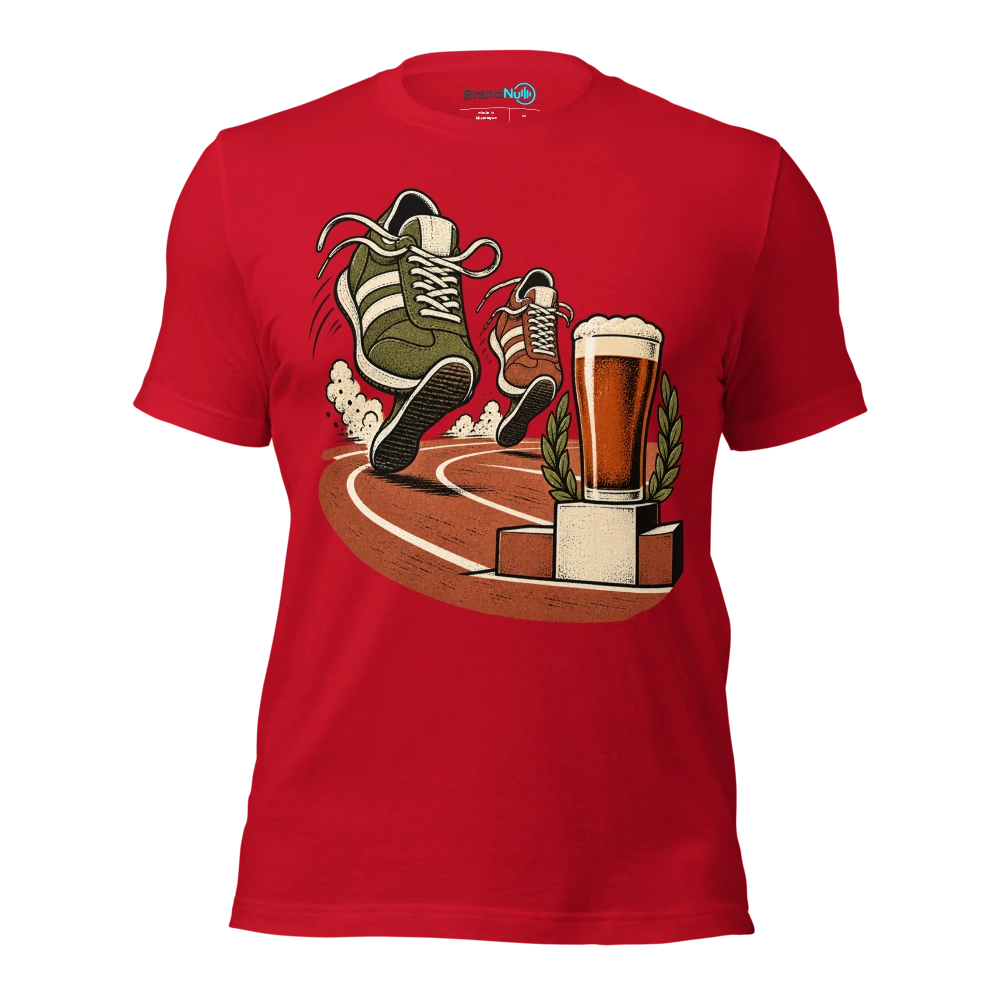 Bought BrandNu trainers. The walk to the pub is now sport T Shirt Red Front