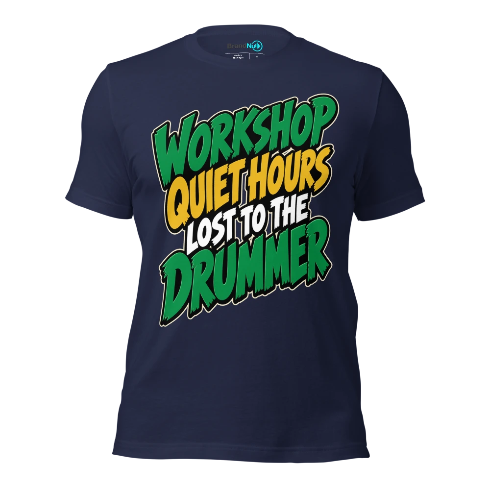 WORKSHOP QUIET HOURS LOST TO THE DRUMMER T Shirt Navy Front