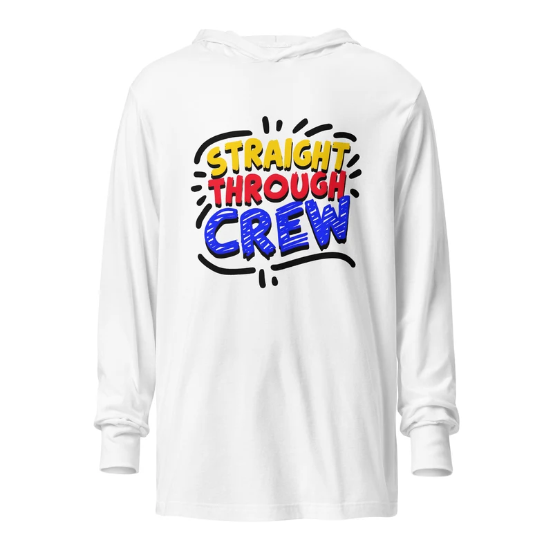 Straight Through Crew Hooded Tee for Bold Team Spirit - White