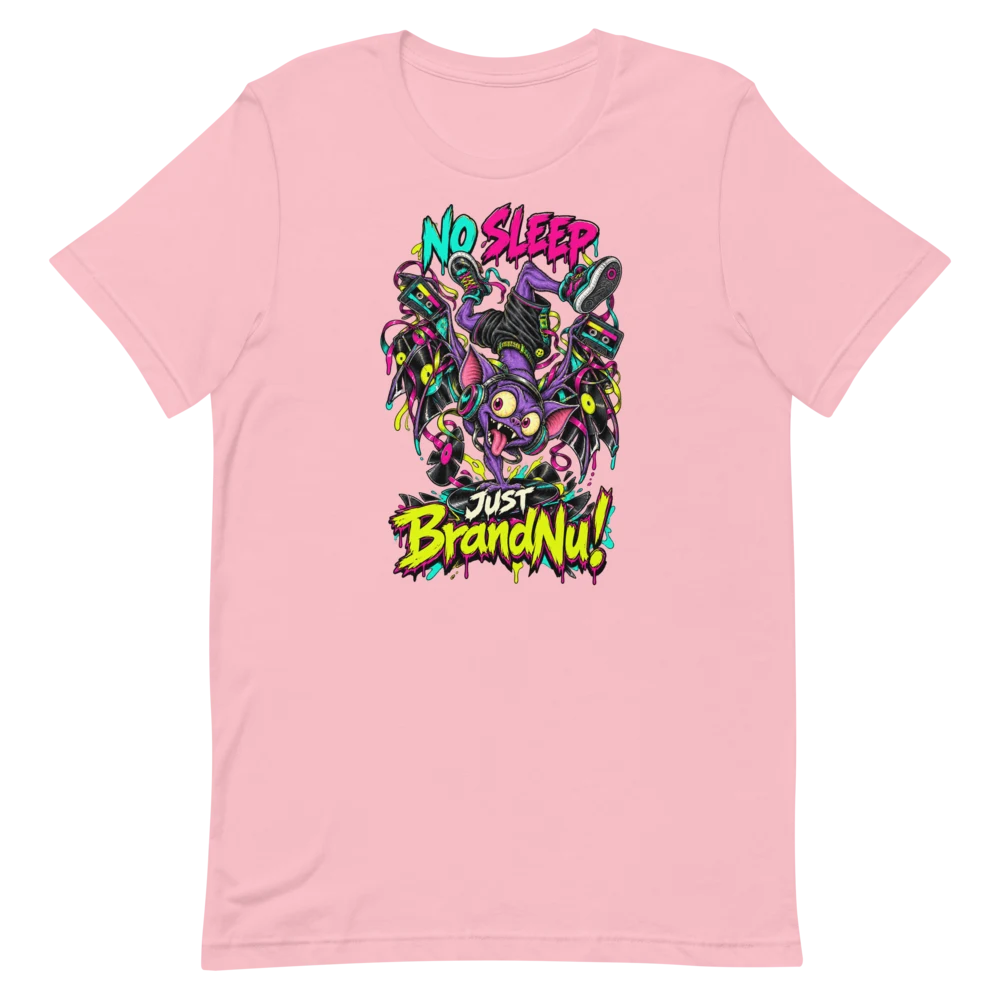 No Sleep Neon Creature T Shirt Pink front