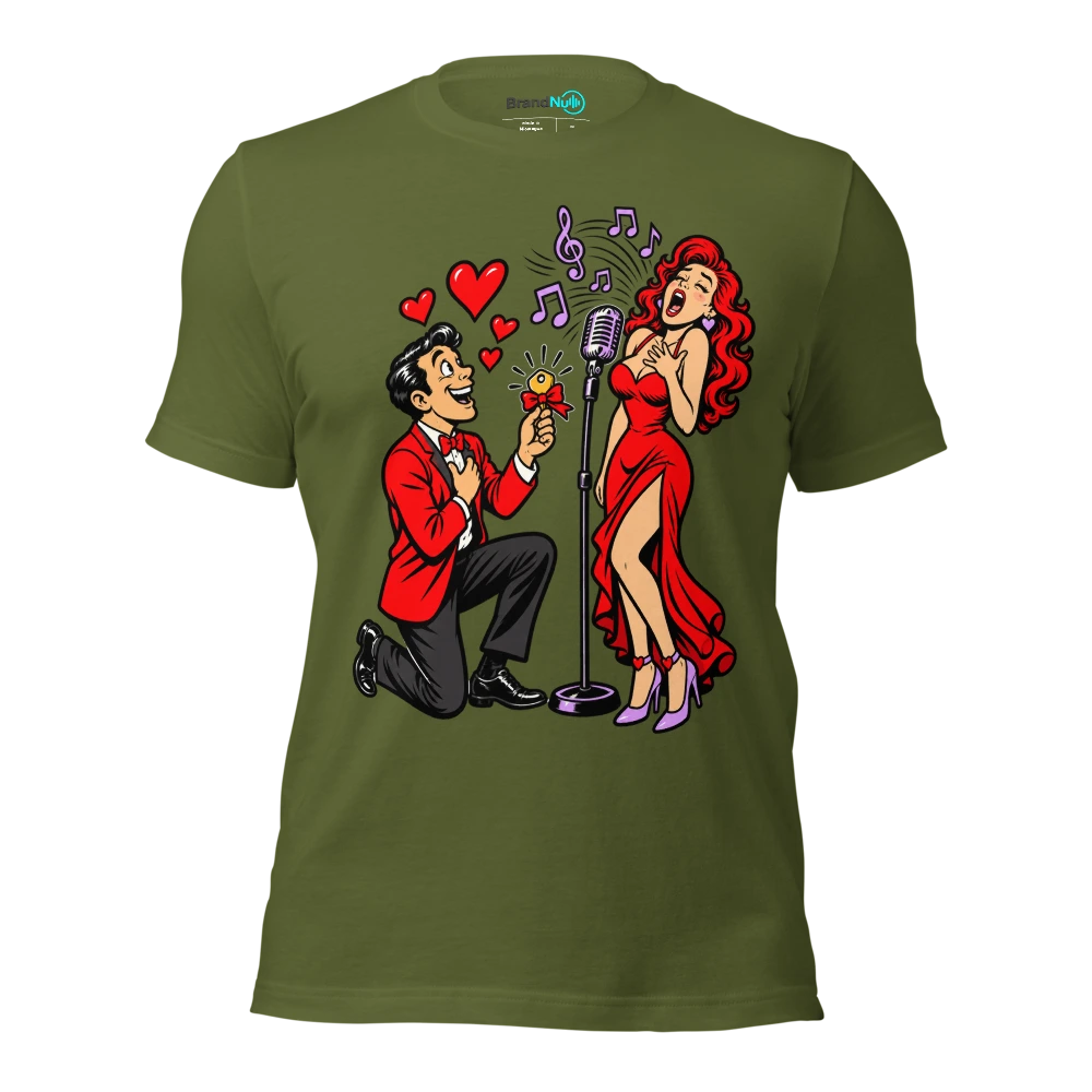 MY VALENTINE ASKED FOR A KEY CHANGE T Shirt Olive Front