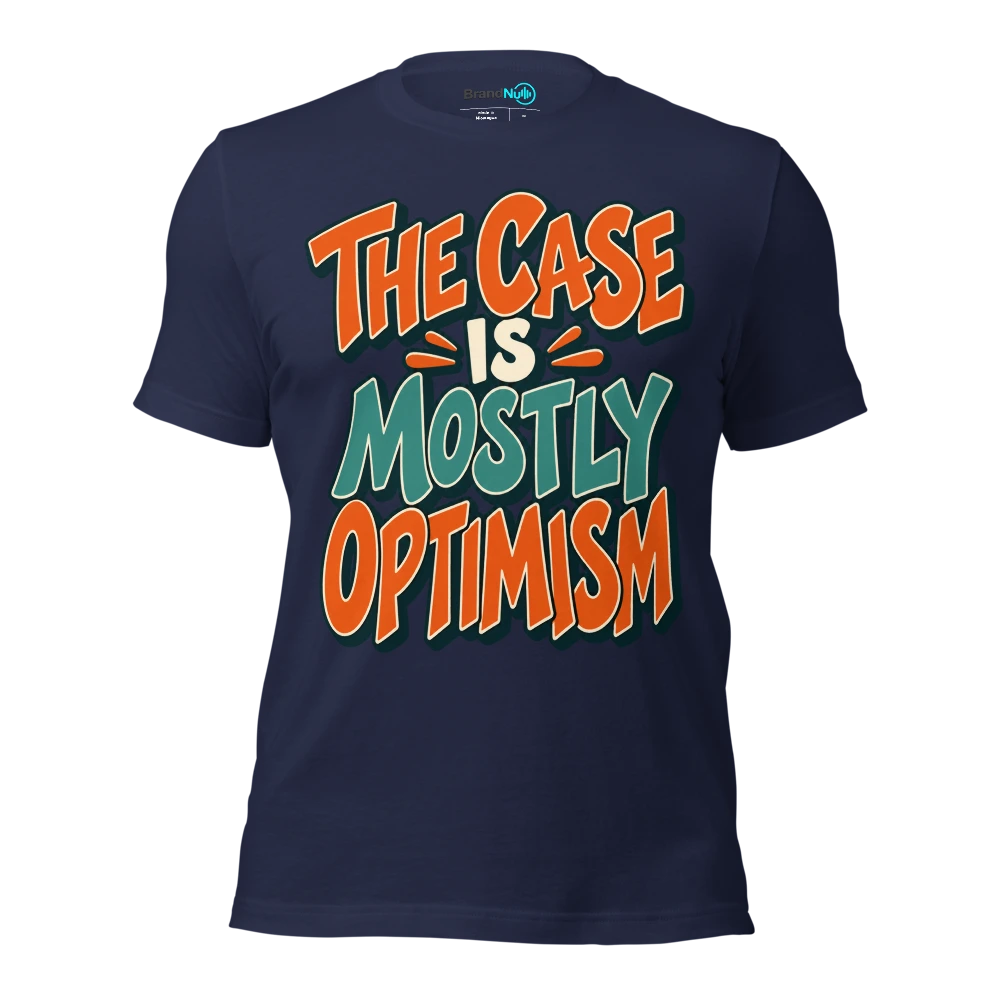 THE CASE IS MOSTLY OPTIMISM T Shirt Navy Front