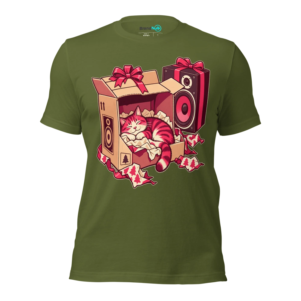 THE CAT HAS CLAIMED THE NEW SPEAKER BOX T Shirt Olive Front