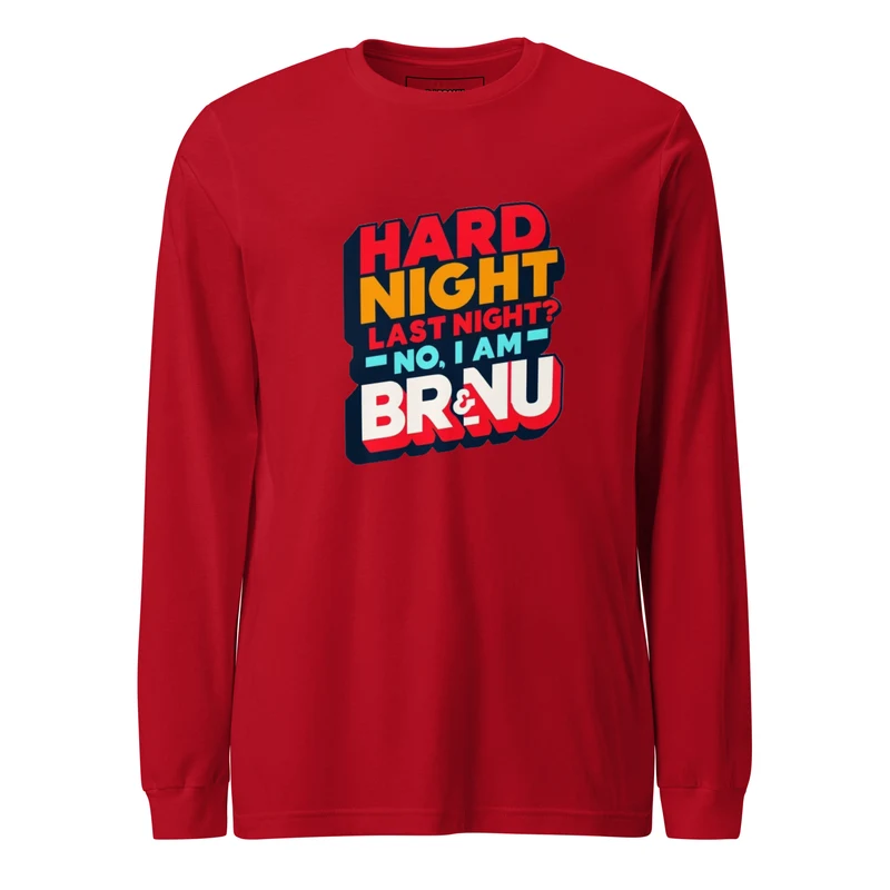 Hard Night Bold Retro Long Sleeve Tee - Red