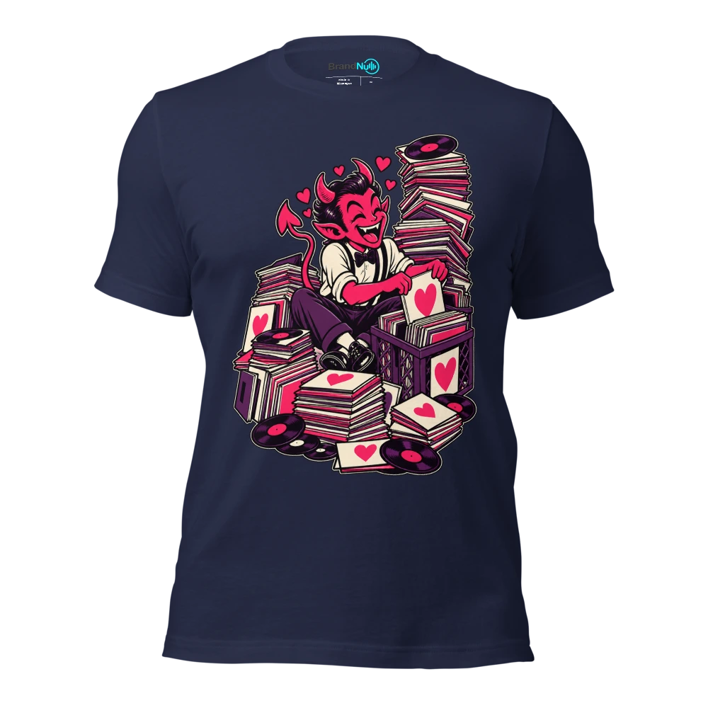 THE BREAKUP DEMON HAS A SUSPICIOUSLY GOOD LIBRARY T Shirt Navy Front