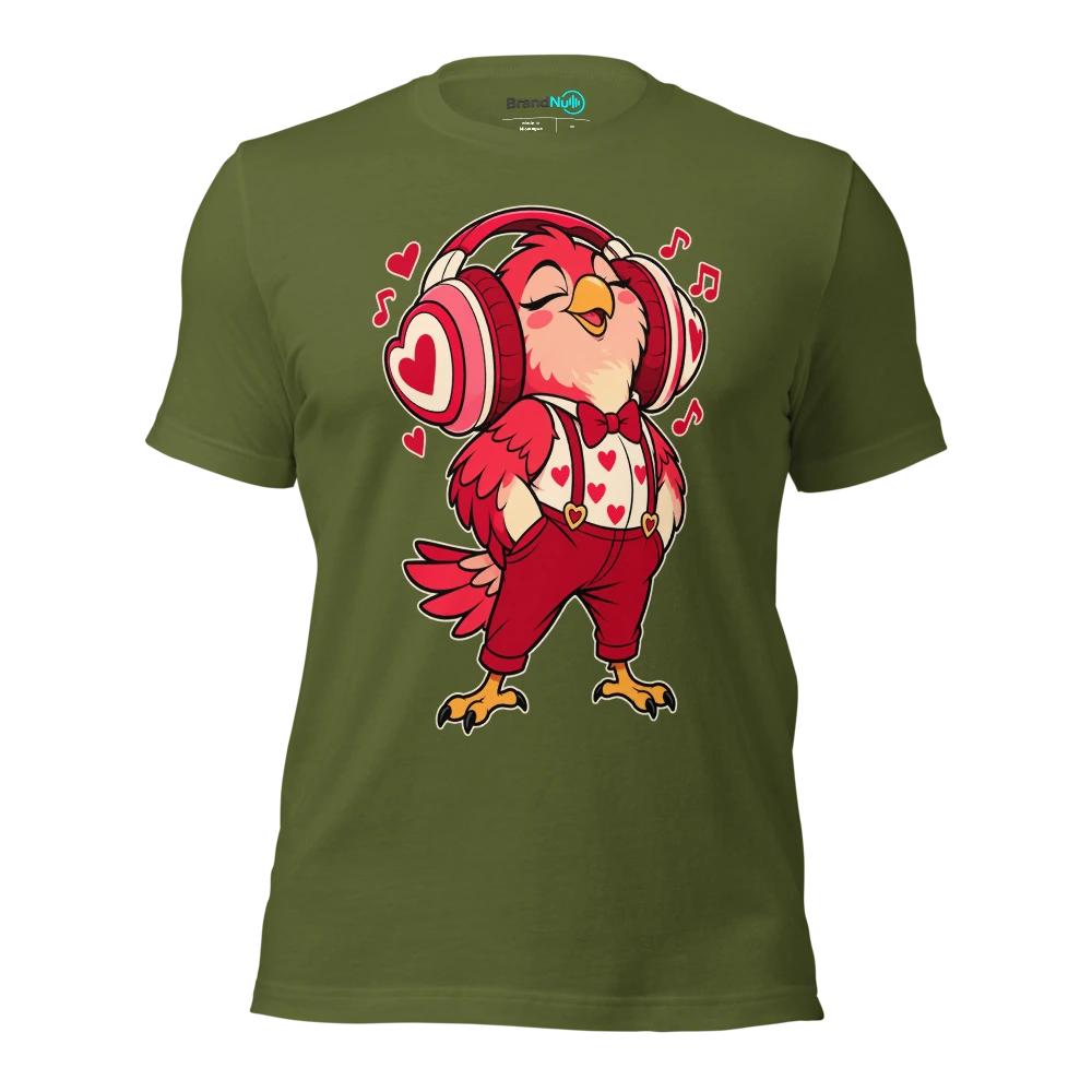 THE LOVEBIRD HAS KEPT BOTH EARPHONES T Shirt Olive Front