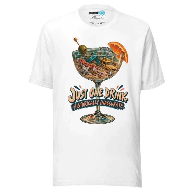 BrandNu Just One Drink – Rave Slogan T-Shirt - White