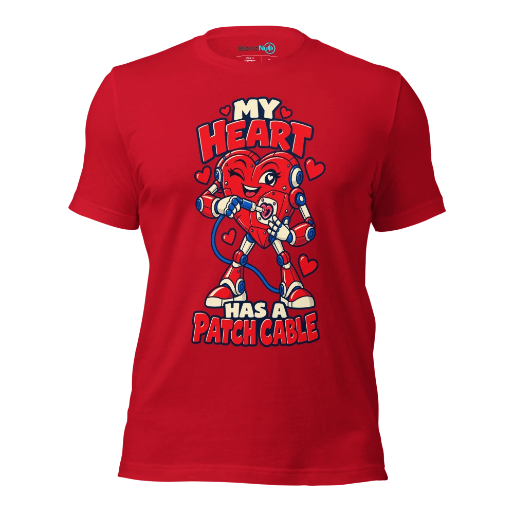 MY HEART HAS A PATCH CABLE T Shirt Red Front
