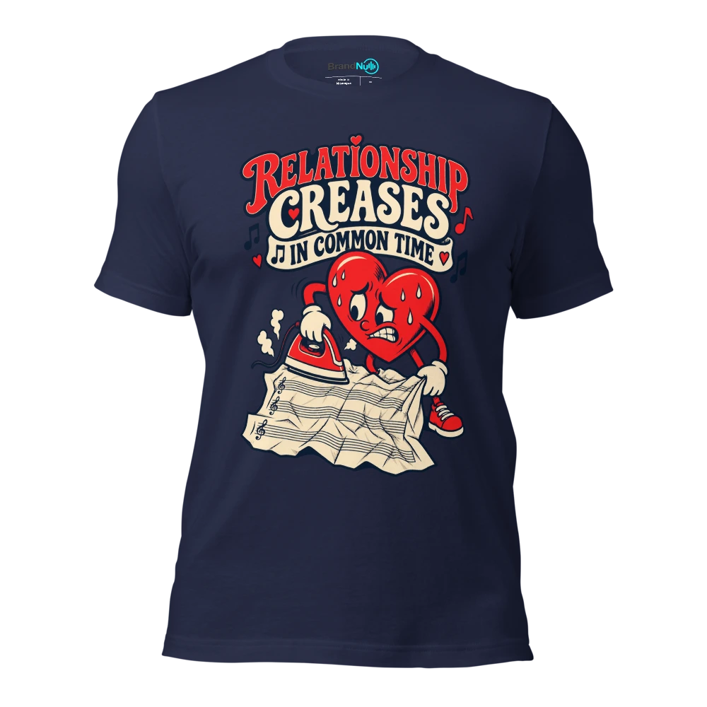 RELATIONSHIP CREASES IN COMMON TIME T Shirt Navy Front