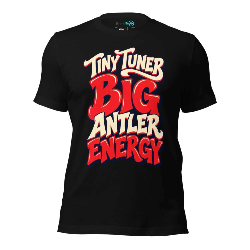 TINY TUNER BIG ANTLER ENERGY T Shirt Black Front