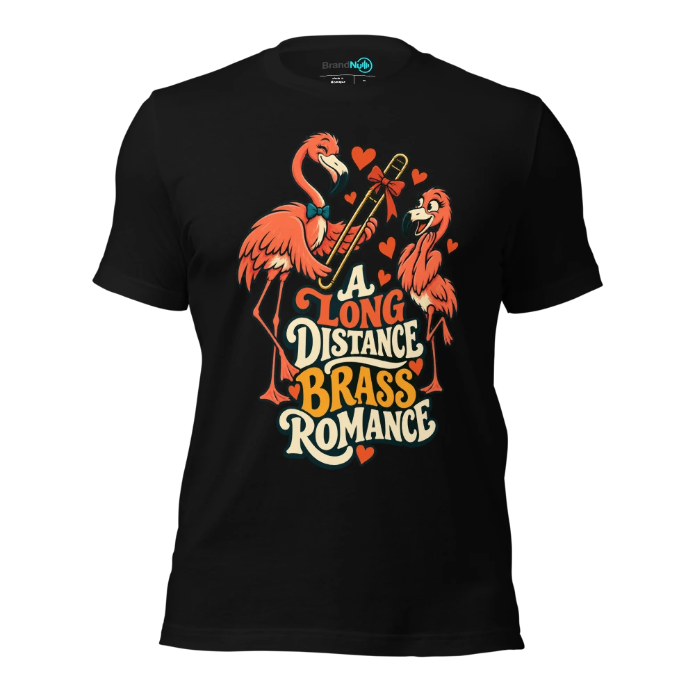 A LONG DISTANCE BRASS ROMANCE T Shirt Black Front