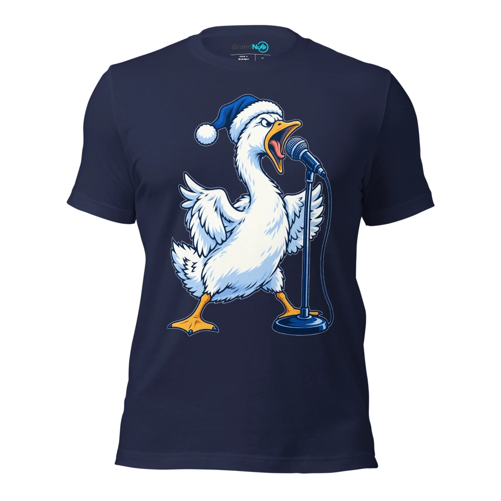 THE CHRISTMAS GOOSE HAS TAKEN OVER VOCALS T Shirt Navy Front