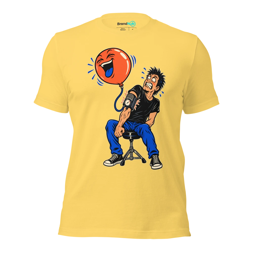 THIS BIRTHDAY BALLOON IS A BLOOD PRESSURE MONITOR T Shirt Yellow Front