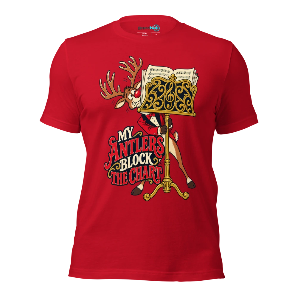 MY ANTLERS BLOCK THE CHART T Shirt Red Front
