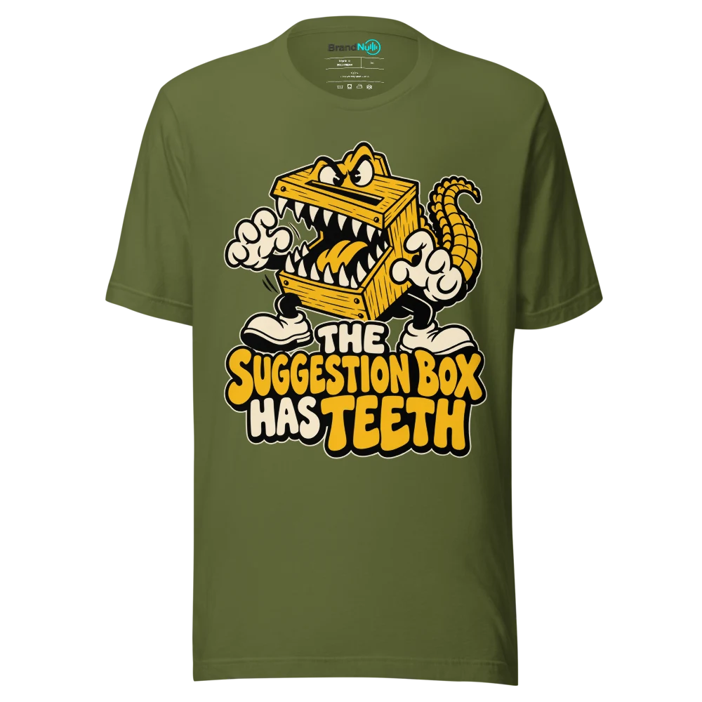THE SUGGESTION BOX HAS TEETH T Shirt Olive Front