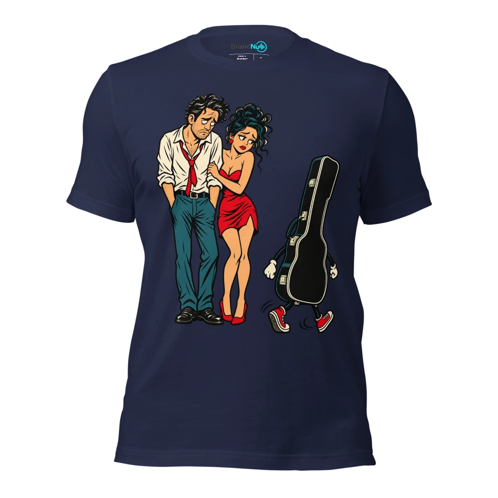 THE DATE STARTED WITH TECHNO ENDED WITH A TAXI FARE T Shirt Navy Front