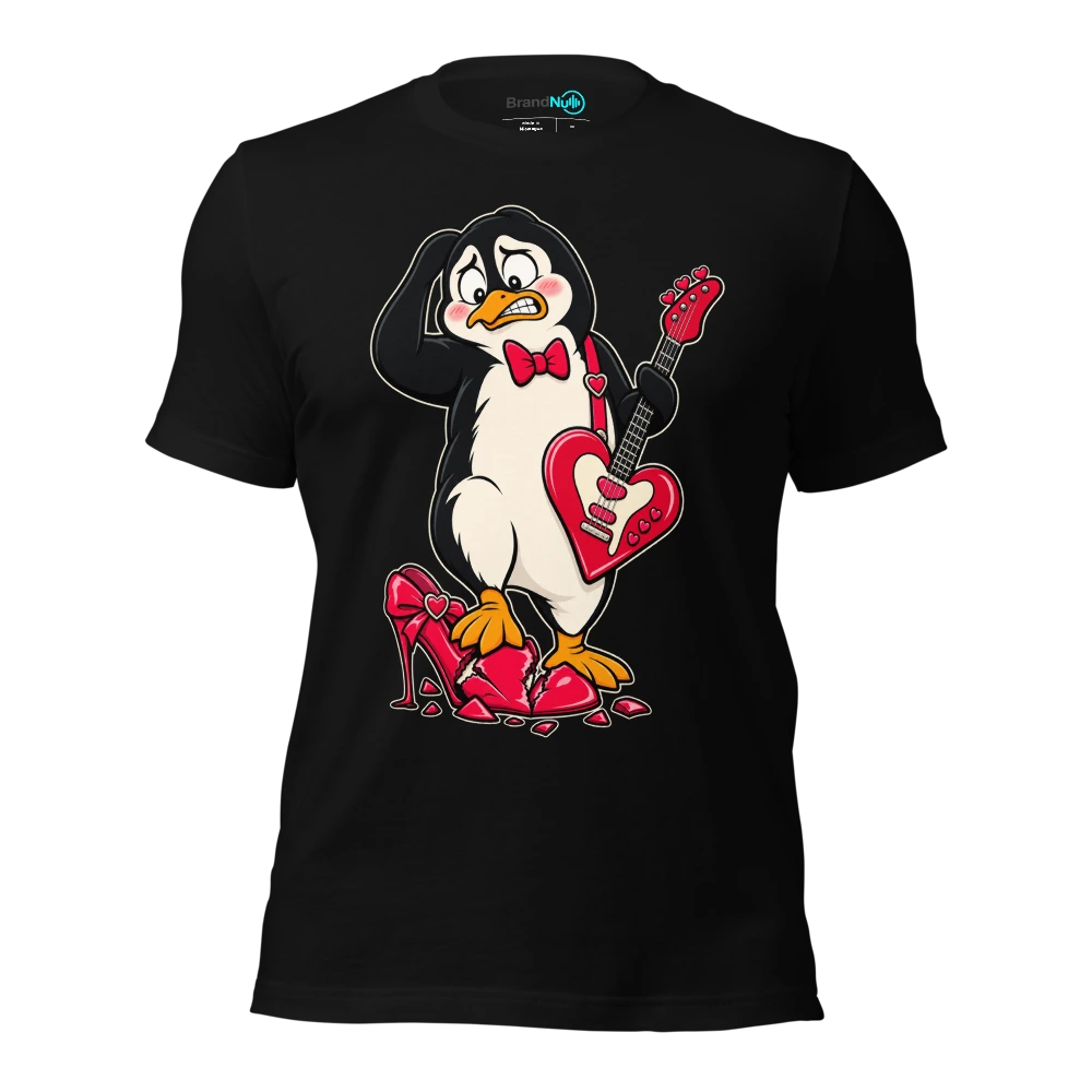 THE PENGUIN HAS STEPPED ON THE ROMANCE AGAIN T Shirt Black Front