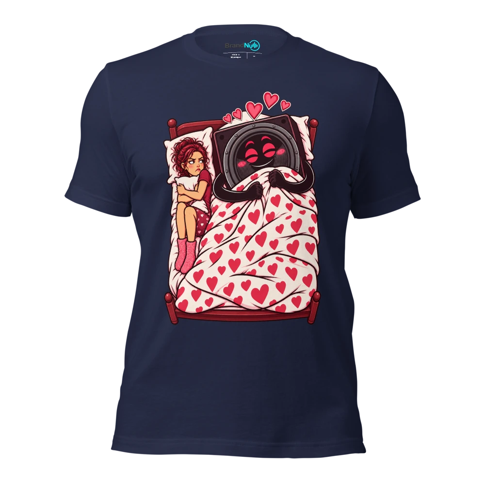 THE SUBWOOFER HAS TAKEN YOUR SIDE OF THE BED T Shirt Navy Front