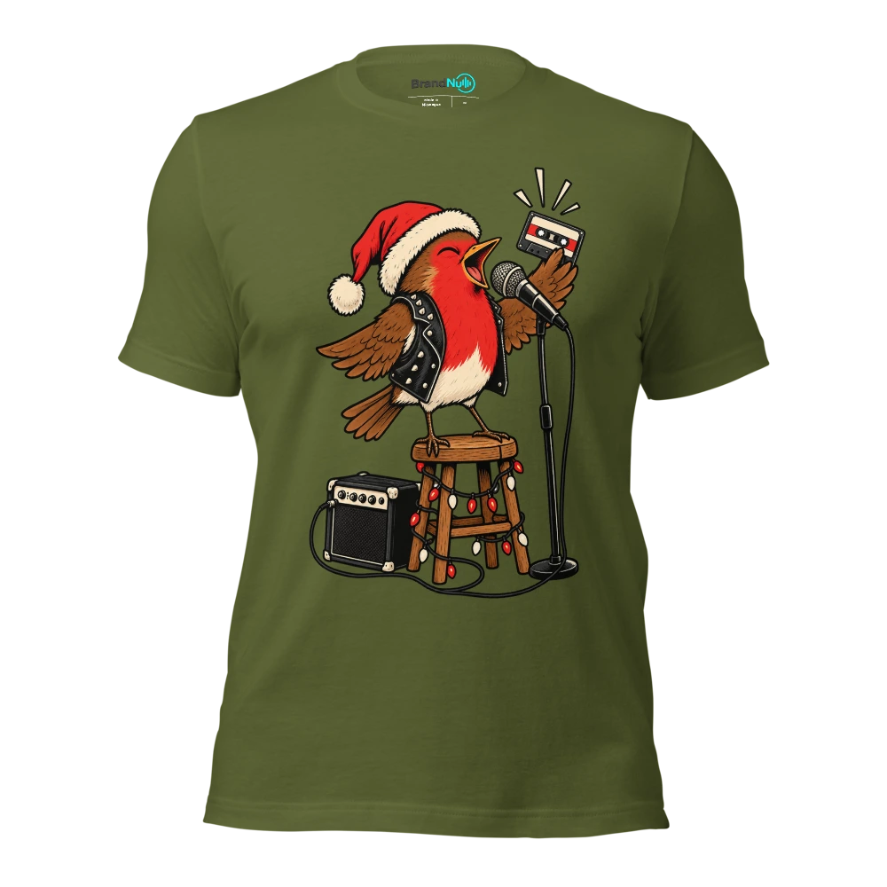 THE ROBIN BROUGHT A BETTER DEMO THAN YOUR COUSIN T Shirt Olive Front