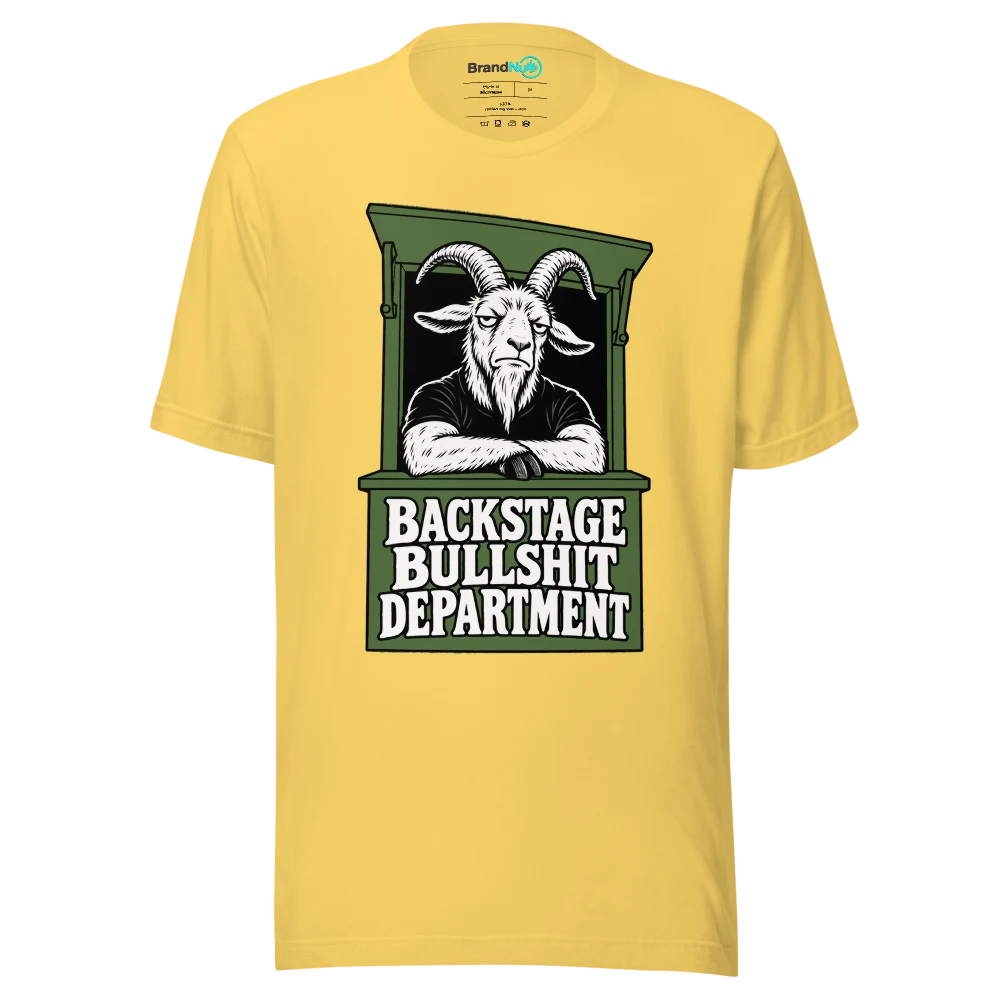 BACKSTAGE BULLSHIT DEPARTMENT T Shirt Yellow Front