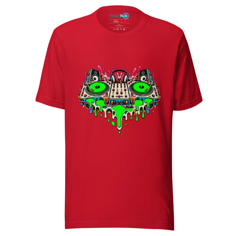 Melting Decks – DJ Graphic T Shirt Red