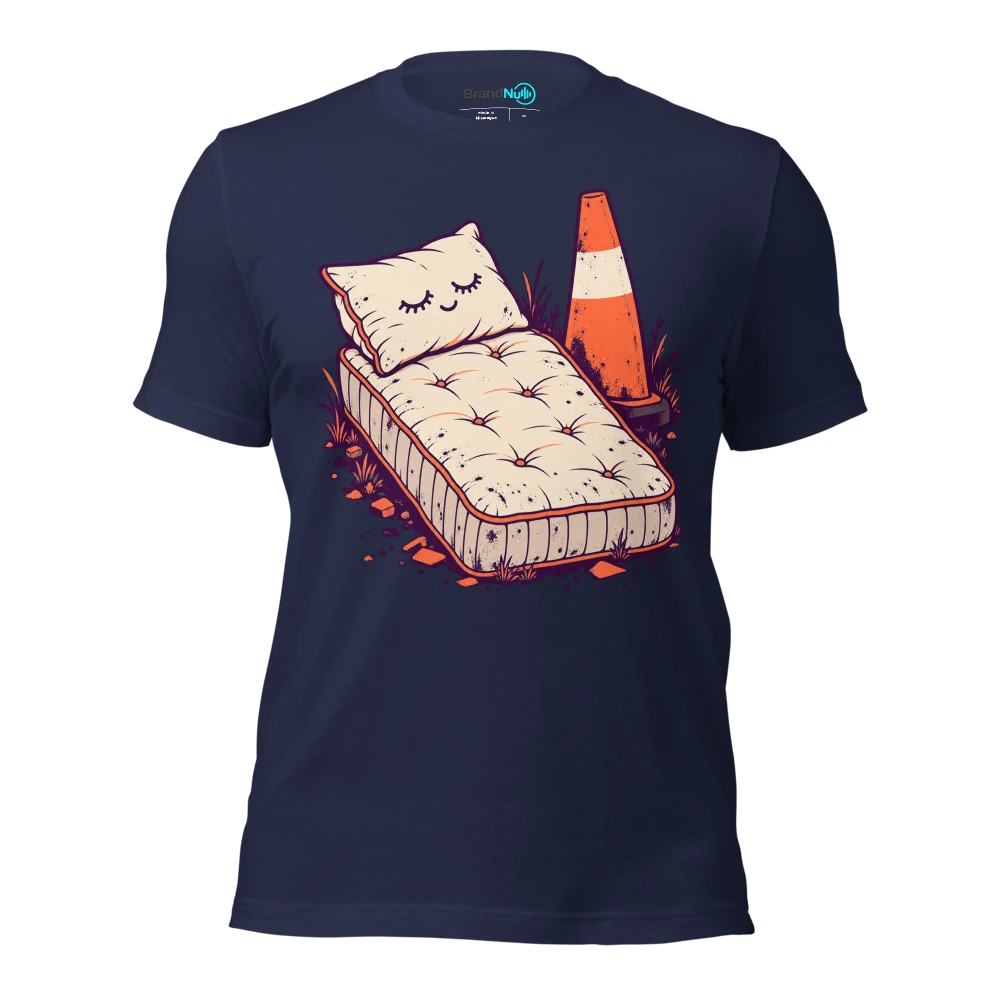 Bought a BrandNu bed. Still wake up like IÃ¢â‚¬â„¢ve been fly tipped T Shirt Navy Front