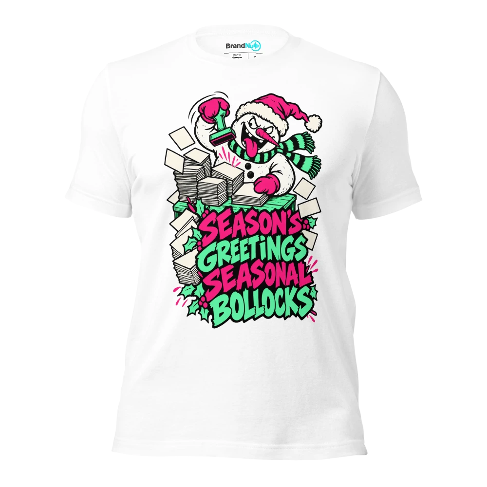 SEASON'S GREETINGS SEASONAL BOLLOCKS T Shirt White Front