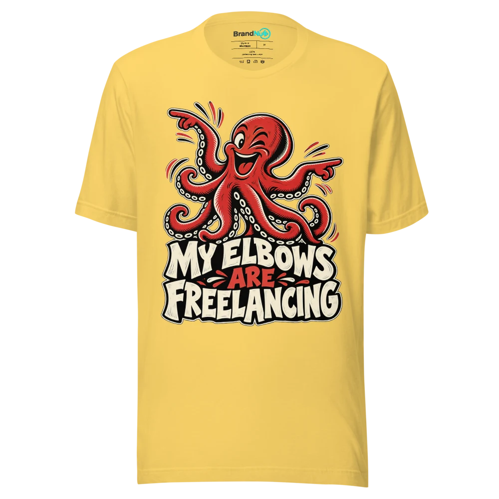 MY ELBOWS ARE FREELANCING T Shirt Yellow Front