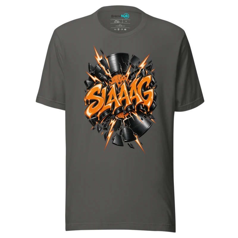 SLAAAG Front Print T Shirt Shattered Vinyl Edition - Asphalt