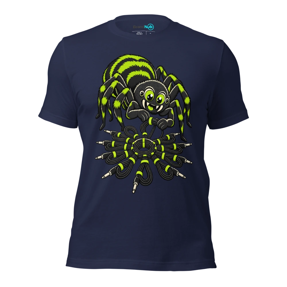 THE SPIDER HAS PERFECT CABLE MANAGEMENT T Shirt Navy Front
