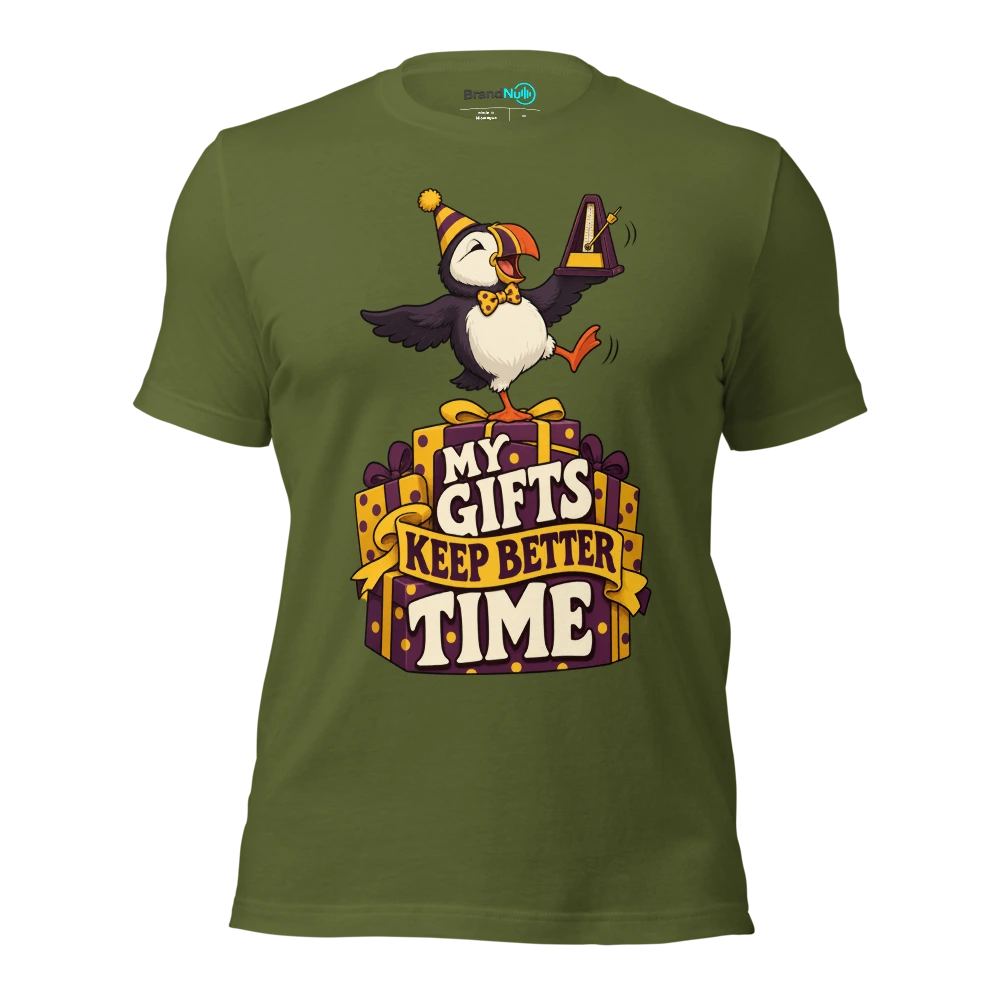 MY GIFTS KEEP BETTER TIME T Shirt Olive Front